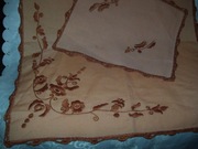 BIEŻNIK NA ŁAWĘ I SERWETKA - LNIANE  - WPHW WAŁBRZYCH - 2 KOMPL. - Z PRl-u