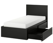 MALM czarna rama łóżka z 2 pojemnikami