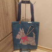 SZNAUCER PIES na smyczy-nowa torba zakupowa z materiału shopperka-hand made