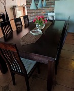 Stół drewniany rozsuwany 2m/2,5m/3m, 12 krzeseł tapicerowanych dąb wenge