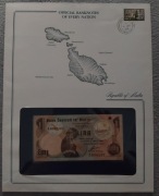 Malta 1 Lira 1967 r. banknot w secie - liscie. Stan  UNC