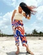 H&M__Spodnie typu paper bag wysoki stan__S/36  (wiskoza+len)