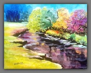 "Jesienne, ciemne szkło rzeki " Obraz na płótnie