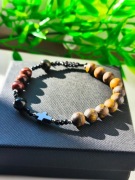 Bransoletka "Różaniec" - tygrysie oko, hematyt, spinel