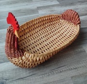 Koszyk rattanowy kura na święta wielkanocne, do trzymania chleba, owoców 