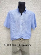 Koszula męska z krótkim rękawem L 100% len Giovanni 