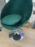 Krzesło obrotowe z białej eko skóry w obiciu w kolorze butelkowa zieleń 