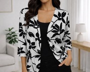 Biała narzutka czarne kwiaty xl 