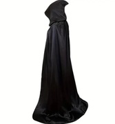 Peleryna czarna długa z kapturem wampira na halloween