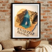 Grecja - Kanał Koryncki -  Miniaturowa Diorama - plakat retro 40x60cm