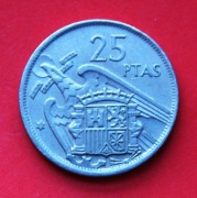 25  Peset    1957 r  -   Hiszpania  / gwiazdka  75 /    stan !!