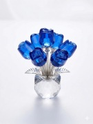 Kryształowa Róża w Wazonie Dekoracja Prezent Elegancka Figurka 11 cm