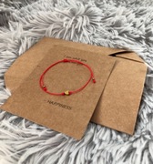 Serduszko złote bransoletka szczęścia czerwona 