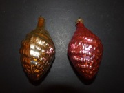 Bombki choinkowe PRL, szyszki, 2 sztuki, retro, PRL, vintage
