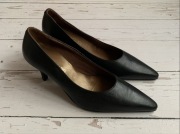 Pepe Varo Czarne Skórzane Czółenka Na Obcasie r. 39 Klasyczne Nowe !
