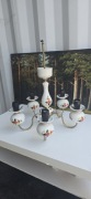 Żyrandol PRL vintage 5-ramienny kwiatowy retro loft cottage