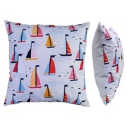 Poszewka 40x40 cm Statki żaglówki szara - Bawełna
