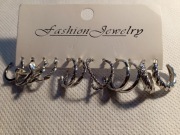 Kolczyki damskie 6 par kolor srebrny 