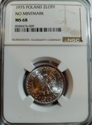 1 złoty 1975 bez znaku mennicy NGC MS68 