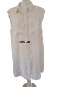 H&M 100% len długa biała koszula tunika bez rękawków r L