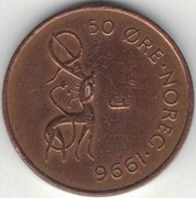 Norwegia 50 ore 1996 brąz - 18,5 mm - nr 2