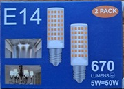2x Żarówka Led e14 5W ciepła biel 3000k do lampy, lodówki, kinkietu