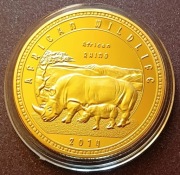 ZAMBIA 2014 1000 KWACHA  ZWIERZĘTA AFRYKI NOSOROŻEC BU  PROOF 