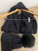 Komplet czapka i szalik czarny