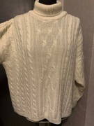 Made in Italy sweter z golfem tunika oversize warkocze wzory duży