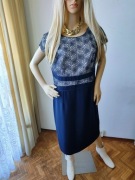 Elegancka granatowa sukienka xxxl 46 klasyczna na wesele chrzciny komunię  