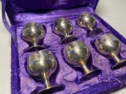 KIELISZKI W SZKATUŁCE POSREBRZANY KOMPLET #356