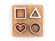 Silikonowe puzzle różowe 4M+ Bamboom drewniana pod