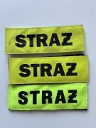 Emblemat Napis STRAŻ – Odblaskowy, Żółty Neon (Rzep)