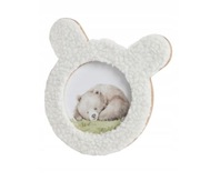 Pluszowa ramka na zdjęcie 10x10 cm miś biała 16x16x1,5 cm