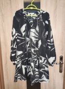 244 Czarno biała zwiewna sukienka na długi rękaw H&M rozmiar uniwersalny