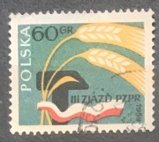 1 znaczek Polska PRL zjazd PZPR 1959 r. 