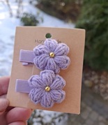 Mini spinki spineczki do włosów handmade 2 szt. szydełkowe kwiatki 