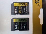 2x karta Lexar SDXC 128GB Professional 1800x GOLD, MAŁO UŻYWANE, GWARANCJA!