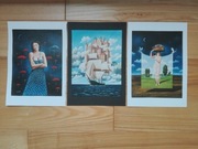 Rafał Olbiński - reprodukcje, kopie w antyramie A 4, około 21 x 30 cm. 