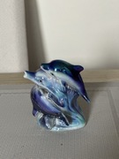 Porcelanowe figurki z czasów PRL, delfiny, szkatułki 