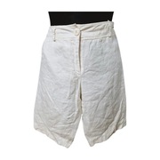 *III WŁOSKIE DAMSKIE SPODENKI LNIANE BOHO 100% LEN 44/XXL BIAŁE 
