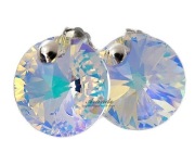 Piękne Kolczyki Sztyfty Aurora Borealis Kryształy Swarovski Elements Srebro