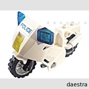 LEGO Policja 52035c02 MOTOR motocykl biały POLICE + 3 x 54200 skos/światła