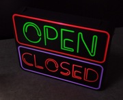 Znak OPEN CLOSED OTWARTE ZAMKNIĘTE tablica LED neon świetlny do sklepu