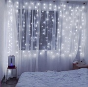 Kurtyna Girlandy zimny biały ,ciepły biały LED 3mx3m USB Pilot wtyczka 230V