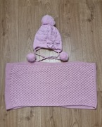 Zestaw czapka z pomponami 51 cm i komin na zimę