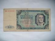 POLSKA BANKNOT PRL 20 zł 1948 r. seria HW