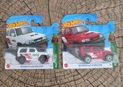  2 Hot Wheels MUD studs Mitsubishi Pajero évolution biały czerwony MATTEL