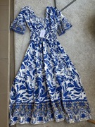 sukienka niebieska print boho viskoza italy