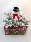 Dekoracja świąteczna z bałwankiem rękodzieło